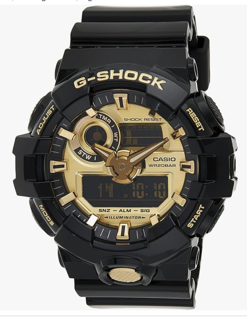 Casio Men's G Shock GA710GB-1A Black Rubber Quartz Sport Watch